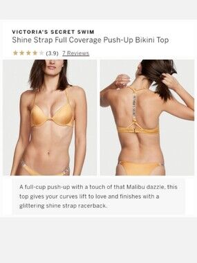 Victoria's secret shine strap full coverage push up bikini top 38C GOLD